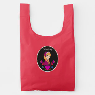 Anna   Portrait in Black Circle Reusable Bag