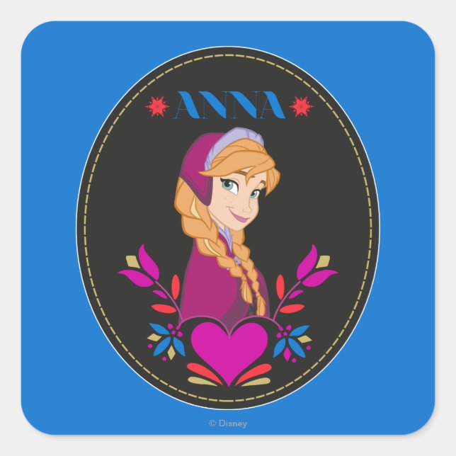 Anna | Portrait in Black Circle Square Sticker (Front)