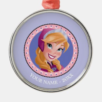 Anna | Portrait In Circle Add Your Name Metal Ornament by frozen at Zazzle
