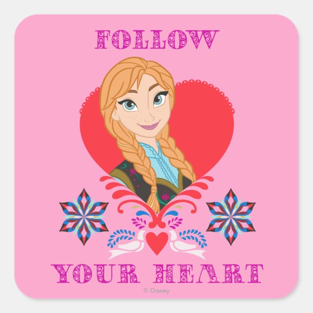 Anna | Portrait in Red Heart Square Sticker (Front)