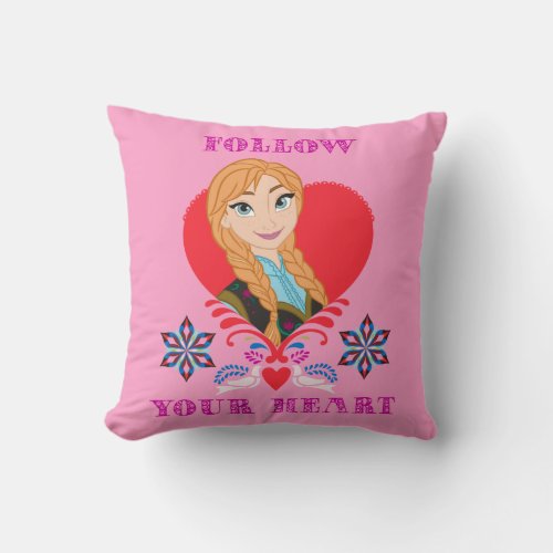 Anna  Portrait in Red Heart Throw Pillow