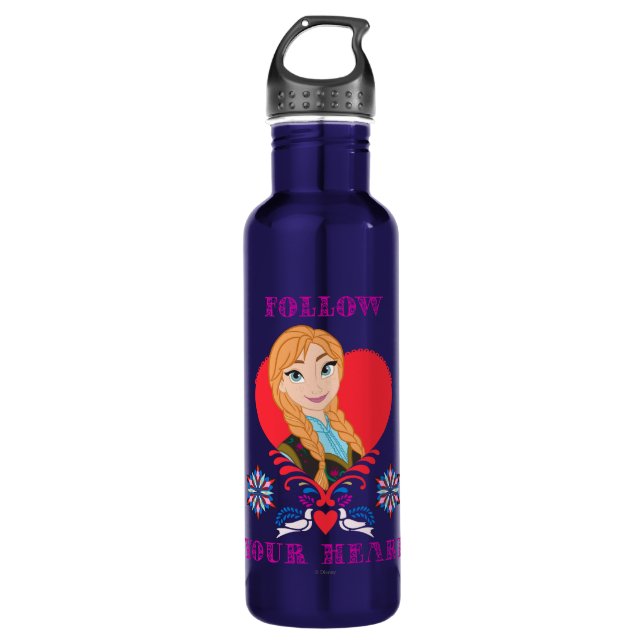 Anna | Portrait in Red Heart Water Bottle (Front)