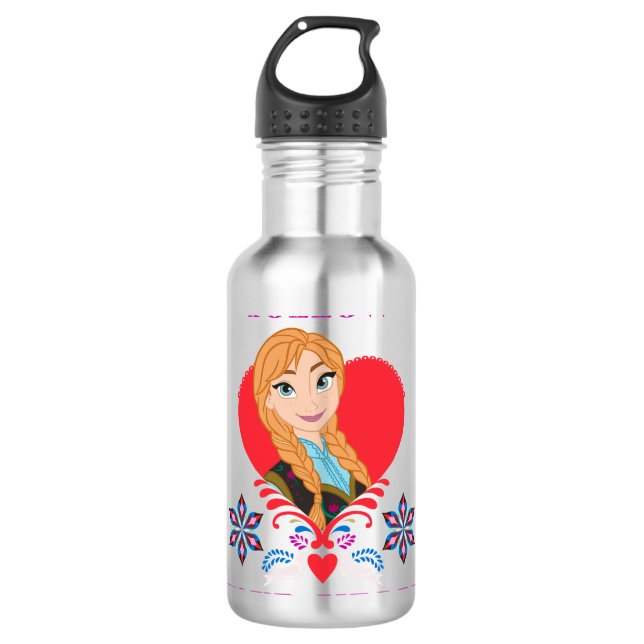 Anna | Portrait in Red Heart Water Bottle (Front)