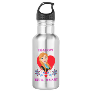 Anna Portrait in Red Heart Water Bottle