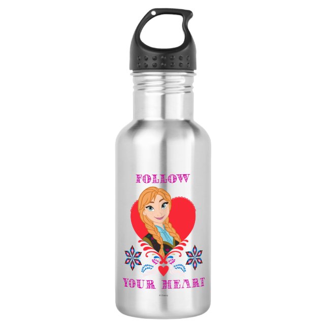 Anna | Portrait in Red Heart Water Bottle (Front)