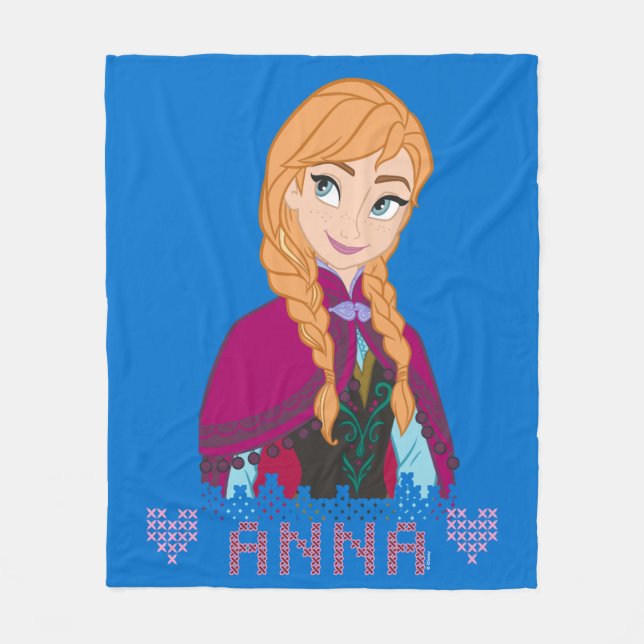 Anna | Portrait with Name Fleece Blanket (Front)