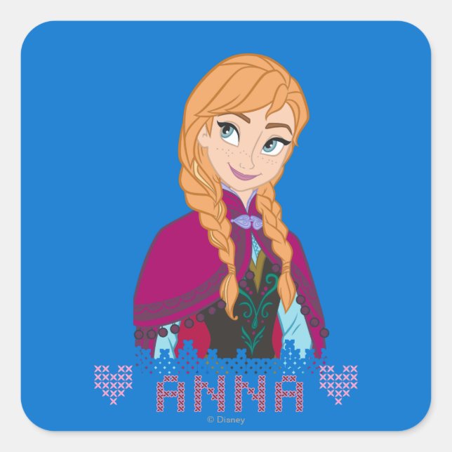 Anna | Portrait with Name Square Sticker (Front)
