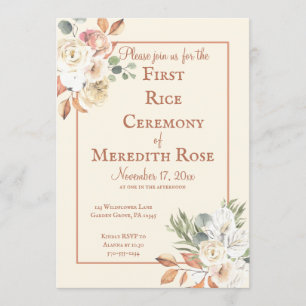 Anna Prashan First Rice Ceremony Floral Invitation