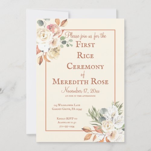 Anna Prashan First Rice Ceremony Floral Invitation