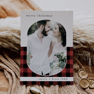 ANNA Red Buffalo Plaid Family Photo Christmas Holiday Card