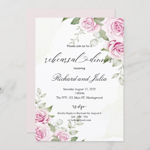 ANNA Rehearsal Dinner Invitation  Soft Pink Rose