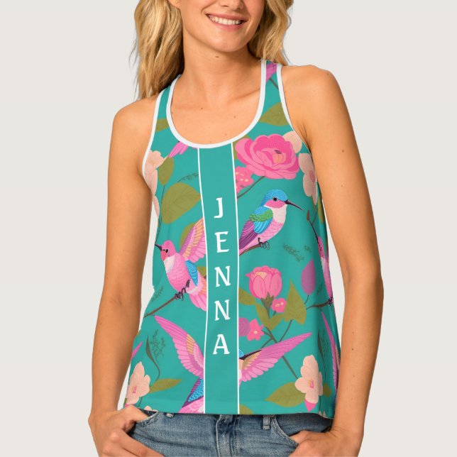 Anna’s Hummingbird Pastel Colourful Custom Pattern Tank Top (Front)