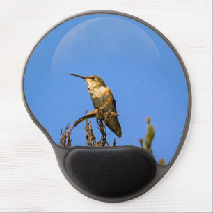 Anna’s Hummingbird Perched Against Full Moon Photo Gel Mouse Pad