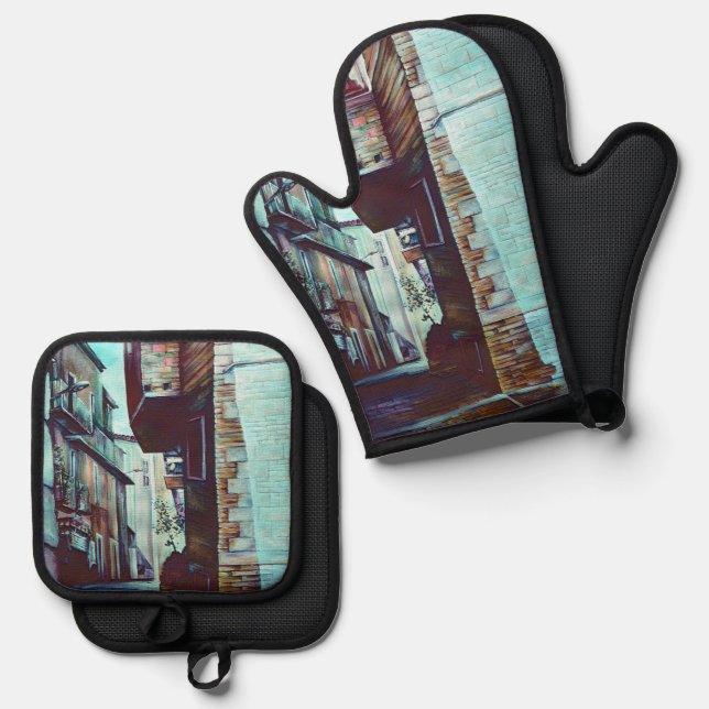 Anna’s Street Oven Mitt & Pot Holder Set (Front/Back)