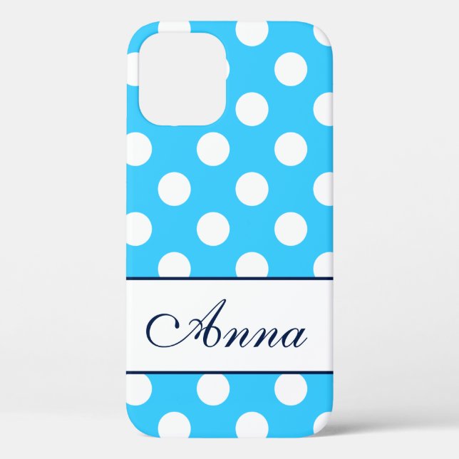 Anna - Template for Your Name, Big Polka Dots Blue Case-Mate iPhone Case (Back)