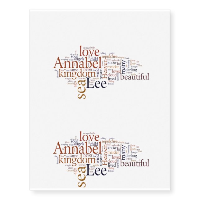 Annabel Lee Temporary Tattoos (Front)