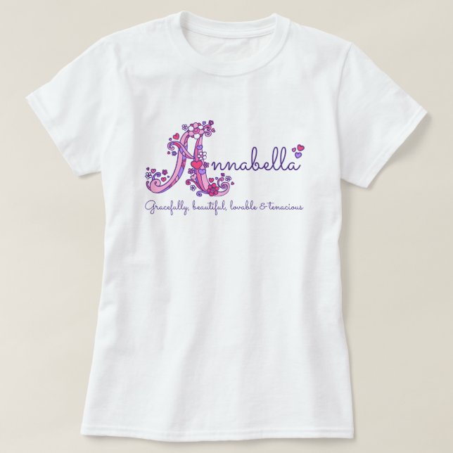 Annabella girls A name meaning monogram shirt (Design Front)