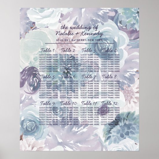 Annabelle Floral Wedding Table Seating Chart