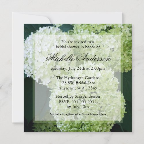 Annabelle Hydrangeas Bridal Shower Invitations