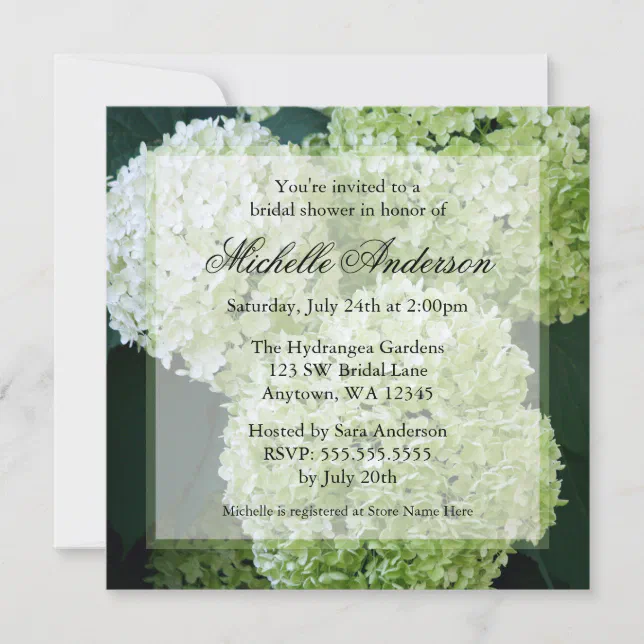 Annabelle Hydrangeas Bridal Shower Invitations Zazzle