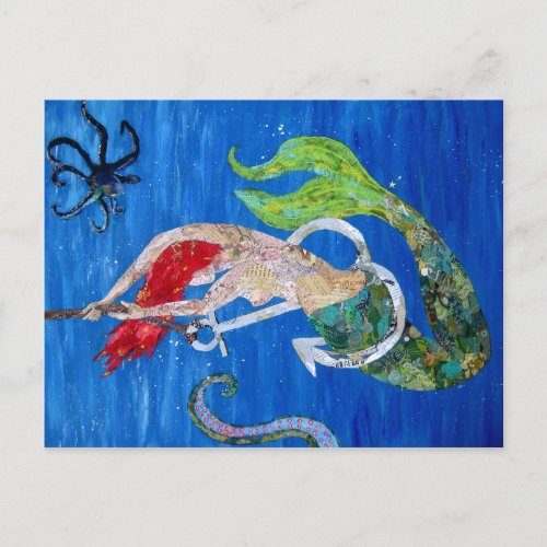 Annabelle _ mermaid collage art postcard