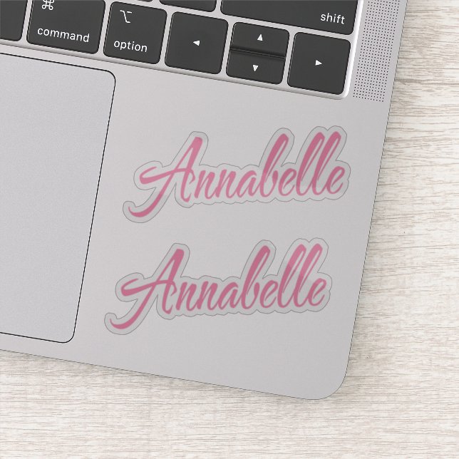 Annabelle name pink cursive x2 sticker (Detail)
