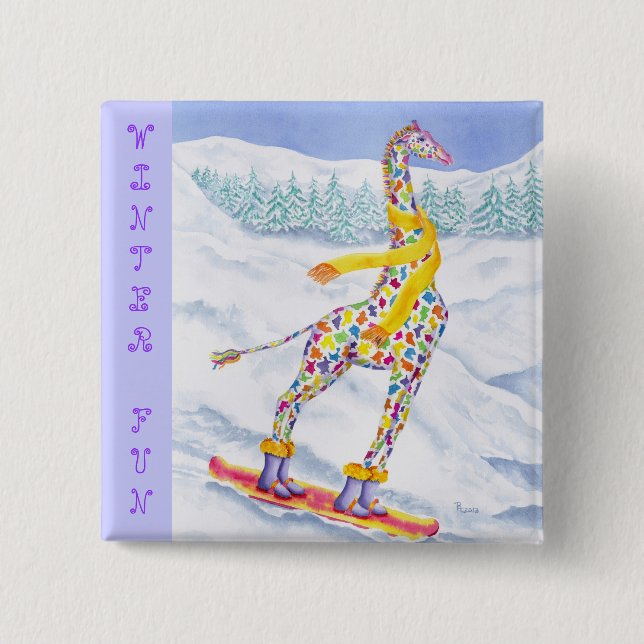 Annabelle on Pow Winter Fun Pinback Button (Front)