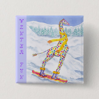 Annabelle on Pow Winter Fun Pinback Button