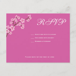Annabelle Pink Blossoms Bat Mitzvah RSVP Card