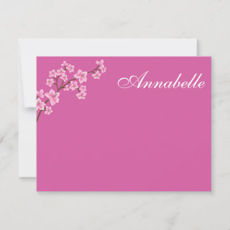Annabelle Pink Blossoms Bat Mitzvah Thank You Note Card