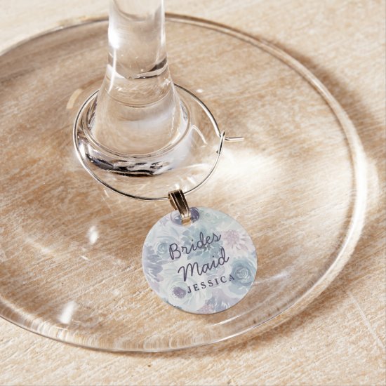 Annabelle Vintage Blue Bridesmaid Personalized Wine Charm