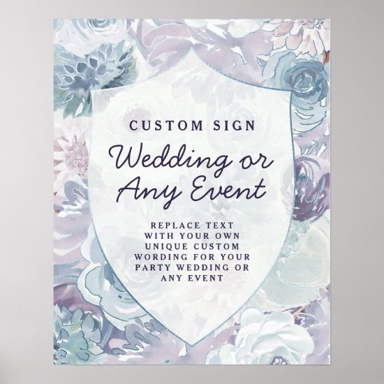 Annabelle Vintage Blue Crest Custom Wedding Sign