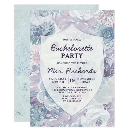 Annabelle Vintage Blue Floral Bachelorette Party Invitation