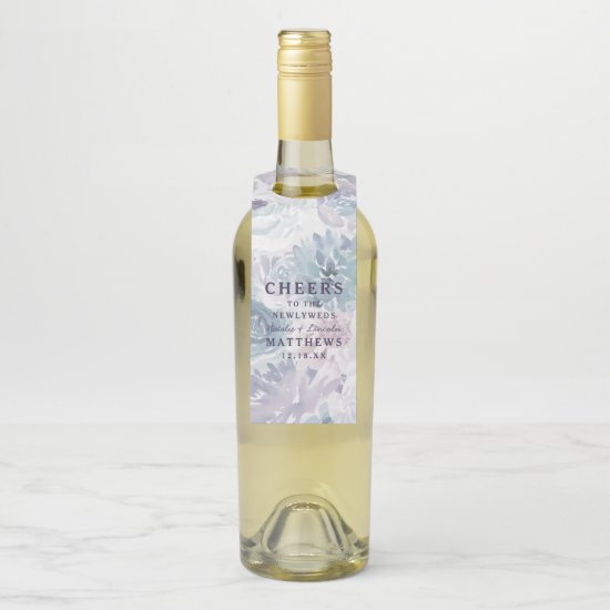 Annabelle Vintage Blue Floral Chic Cheers Wedding Bottle Hanger Tag