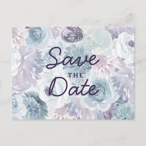 Annabelle Vintage Blue Floral Chic Save the Date Announcement Postcard