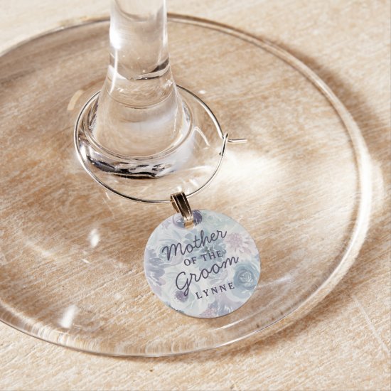 Annabelle Vintage Blue Floral Mother of the Groom Wine Charm