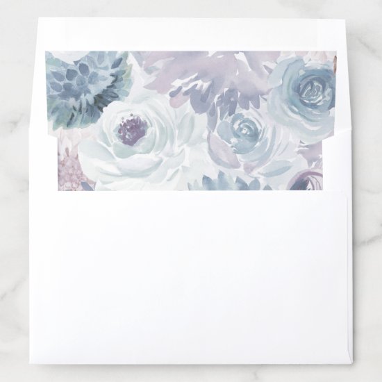 Annabelle Vintage Blue Floral Watercolor Wedding Envelope Liner