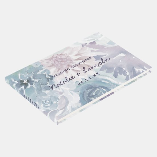 Annabelle Vintage Blue Floral Watercolor Wedding Guest Book