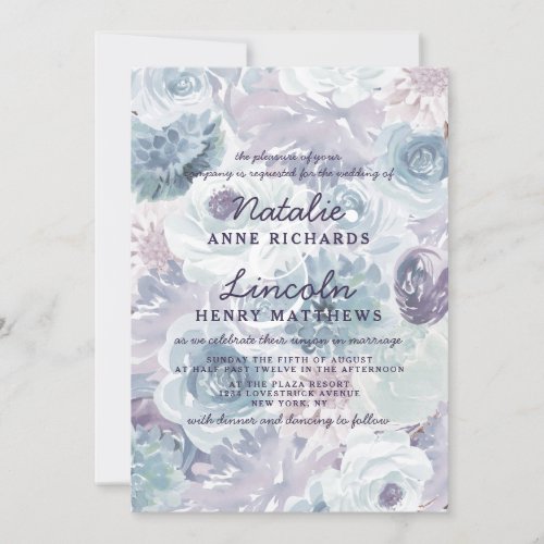 Annabelle Vintage Blue Floral Watercolor Wedding Invitation