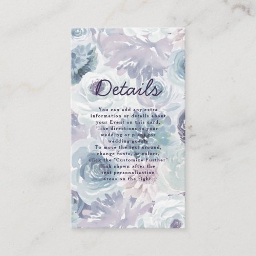 Annabelle Vintage Blue Floral Wedding Details Enclosure Card