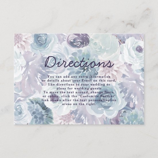 Annabelle Vintage Blue Floral Wedding Directions Enclosure Card