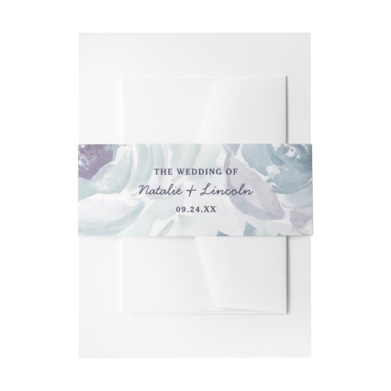 Annabelle Vintage Blue Floral Wedding Monogram Invitation Belly Band