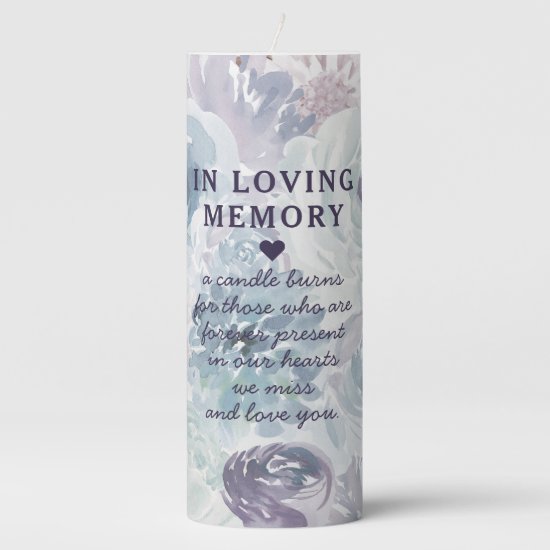 Annabelle Vintage Blue Floral Wedding Monogram Pillar Candle