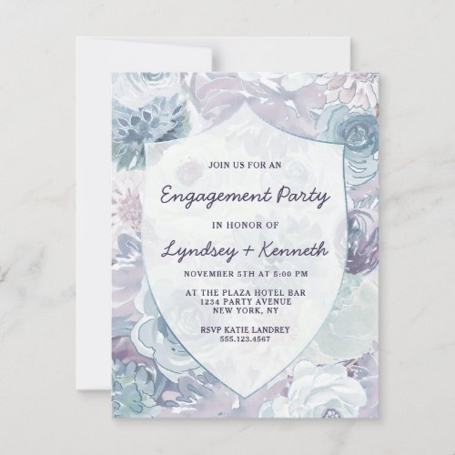 Annabelle Vintage Crest Floral Engagement Party Invitation