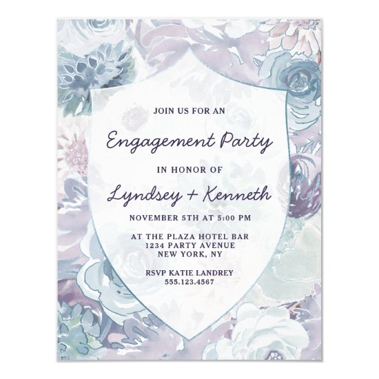 Annabelle Vintage Crest Floral Engagement Party Invitation