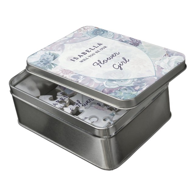 Annabelle Vintage Crest Flower Girl Proposal Jigsaw Puzzle (Lid Open)
