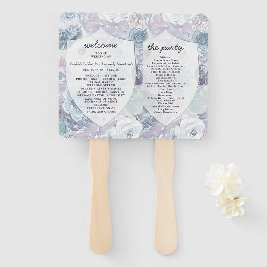 Annabelle Vintage Crest Wedding Ceremony Program Hand Fan
