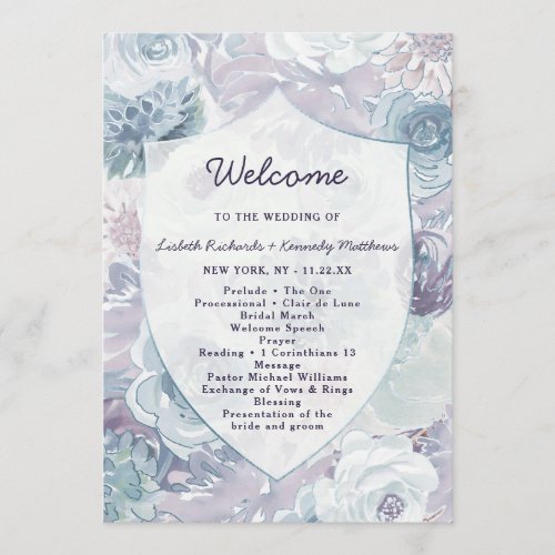 Annabelle Vintage Floral Crest Wedding Ceremony Program