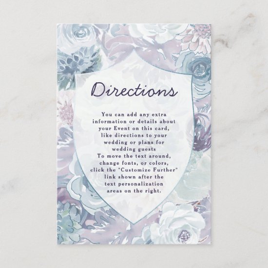 Annabelle Vintage Floral Crest Wedding Directions Enclosure Card
