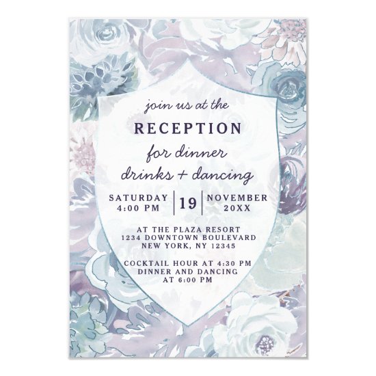 Annabelle Vintage Floral Crest Wedding Reception Invitation